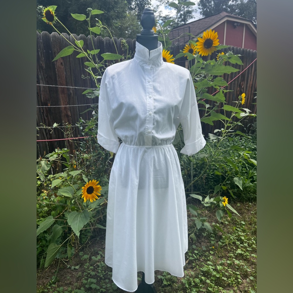 1980s The American Shirtdress White Dress. Size 10